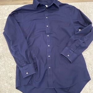 Charles Tyrwhitt Men's Dress Shirt 16-35 Blue Classic Fit Non-Iron Button-Up